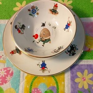 Vintage Arklow Humpty Dumpty Child's plate and bowl